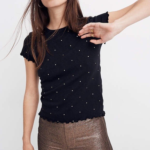 Madewell Tops - Madewell : Black w/ Gold Polka Dots Top - Small